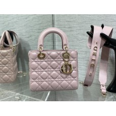 Lady Dior Bag, Pink Lambskin, Champagne Gold Hardware, Small   Four Blocks   20, Size: 20cm
