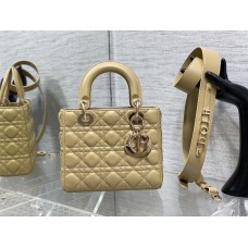 Lady Dior Bag, Apricot Lambskin, Champagne Gold Hardware, Small   Four Blocks   20, Size: 20cm