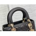 Lady Dior Medium Bag, 24, Black, Grained Calfskin, Size: 24cm