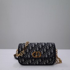 Dior 30 Montaigne Avenue Bag, Black, Full Leather, Gold Hardware, Small 22.5, Model 2303, Size: 22.5x12.5x6.5cm