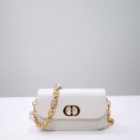 Dior 30 Montaigne Avenue Bag, White, Full Leather, Gold Hardware, Small 22.5, Model 2303, Size: 18x4.5x10cm
