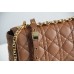 Dior Caro Chain Bag, Brown, Gold Hardware, Calfskin, Large 28 , Size: 28x17x9cm