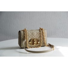 Dior Caro Chain Bag, Apricot, Gold Hardware, Calfskin, Small 20, Size: 20x12x7cm