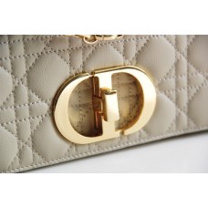 Dior Caro Chain Bag, White, Gold Hardware, Calfskin, Large 28 , Size: 28x17x9cm