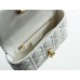 Dior Caro Chain Bag, White, Gold Hardware, Calfskin, Small 20, Size: 20x12x7cm
