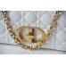 Dior Caro Chain Bag, White, Gold Hardware, Calfskin, Medium 25, Size: 25.5x15.5x8cm