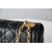 Dior Caro Chain Bag, Black, Gold Hardware, Calfskin, Medium 25, Size: 25.5x15.5x8cm
