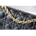 Dior Caro Chain Bag, Black, Gold Hardware, Calfskin, Medium 25, Size: 25.5x15.5x8cm