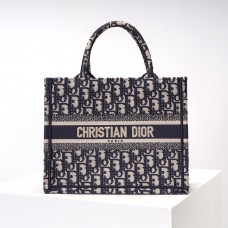 Dior Book Tote, Classic Blue Oblique Embroidery, Medium 36, Size: 36x27x16cm