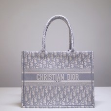 Dior Book Tote, Classic Grey Zoo Oblique Embroidery, Medium 36, Size: 36x27x16cm