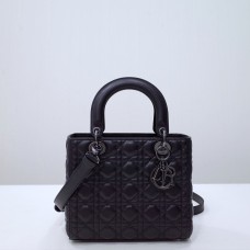 Lady Dior 5-Compartment Bag, 24, Black Lambskin, So Black, Model: 44532, Size: 24x20x11cm