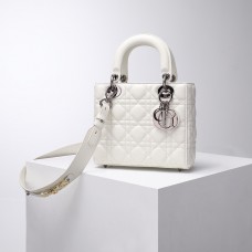 Lady Dior Four Blocks 20 (Style: 8878) Lambskin, Gray, Silver Hardware, Size: 20x16.5x8cm