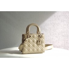 Lady Dior Four Blocks 20 (Style: 8878) Lambskin, White, Silver Hardware, Size: 20x16.5x8cm