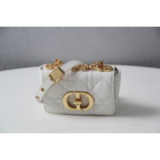 Dior Caro 2023 Micro Mini (Style: 2023 Mini) Soft Calfskin, White, Gold Hardware, Size: 13x8x4cm