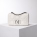 Dior Caro Calfskin, White, Deep Silver Hardware, Medium (25.5x15.5x8cm)