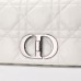 Dior Caro Calfskin, White, Deep Silver Hardware, Medium (25.5x15.5x8cm)