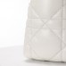 Dior Caro Calfskin, White, Deep Silver Hardware, Medium (25.5x15.5x8cm)