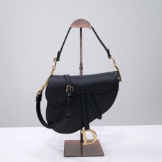Dior Saddle Bag, Black Calfskin, Gold Hardware, Medium (25.5x20x6.5cm)