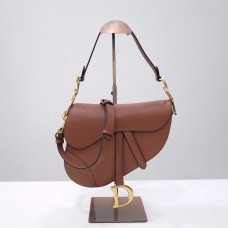 Dior Saddle Bag, Brown Calfskin, Gold Hardware, Medium (25.5x20x6.5cm)