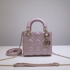 Lady Dior Mini 17cm, Three Blocks, Lambskin, Pink