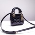 Lady Dior Mini 17cm, Three Blocks, Patent Leather, Black, Champagne Gold Hardware
