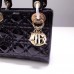 Lady Dior Mini 17cm, Three Blocks, Patent Leather, Black, Champagne Gold Hardware