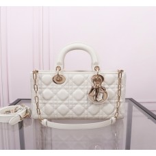 Dior Lady D Joy dior Large 26cm lambskin white gold