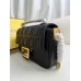 Fendi Baguette Medium 24 Chain Black All Leather Gold Buckle 24x14.5x7cm 7001