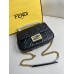 Fendi Baguette Medium 24 Chain Black All Leather Gold Buckle 24x14.5x7cm 7001