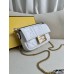 Fendi Baguette Mini 19 Chain White All Leather Gold Buckle 19x11.5x4cm