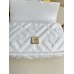 Fendi Baguette Mini 19 Chain White All Leather Gold Buckle 19x11.5x4cm