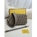 Fendi Baguette Medium 27 Gray Canvas Gold Buckle 27x15x6cm