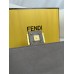 Fendi Baguette Medium 27 Gray Canvas Gold Buckle 27x15x6cm