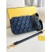 Fendi Baguette Medium 27 Blue Canvas Gold Buckle 27x15x6cm