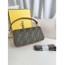 Fendi Baguette Medium 26 Brown Canvas Gold Buckle 26x13x6cm