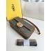 Fendi Baguette Medium 26 Brown Canvas Gold Buckle 26x13x6cm