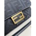 Fendi Baguette Medium 26 Black Canvas Gold Buckle 26x13x6cm