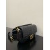 Fendi  Baguette Medium 26 Black All Leather Embossed Gold Buckle 26x13x6cm