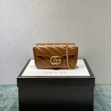 Gucci GG Marmont Mini, 16.5, Brown, Gold Hardware, Size: 16.5x10x5cm, Model: 476433
