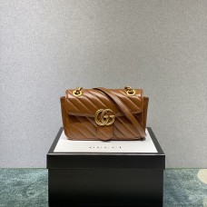 Gucci GG Marmont Small, 22, Brown, Gold Hardware, Size: 22x13x6cm, Model: 446744