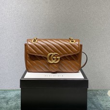 Gucci GG Marmont Medium, 26, Brown, Gold Hardware, Size: 26x15x7cm, Model: 443497
