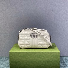 Gucci GG Marmont Geometric Medium, 24, White, Silver Hardware, Size: 24x13x7cm, Model: 443497
