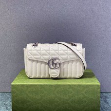 Gucci GG Marmont Geometric Medium, 26, White, Silver Hardware, Size: 26x15x7cm, Model: 443497