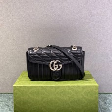 Gucci GG Marmont Geometric Medium, 26, Black, Silver Hardware, Size: 26x15x7cm, Model: 443497
