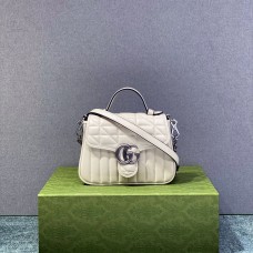 Gucci GG Marmont Geometric Small, 21, White, Silver Hardware, Size: 21x15.5x8cm, Model: 583571