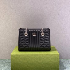 Gucci GG Marmont Geometric Medium, 26.5, Black, Silver Hardware, Size: 26.5x19x11cm, Model: 681483