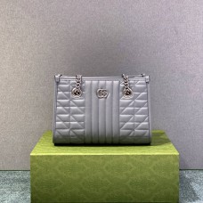 Gucci GG Marmont Geometric Medium, 26.5, Grey, Silver Hardware, Size: 26.5x19x11cm, Model: 681483