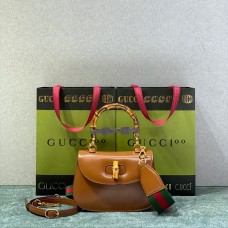 Gucci Bamboo 1947, Small 21cm, Brown, Gold Hardware, Size: 21x15x7cm, Model: 675797