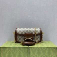 Gucci Horsebit 1955, Baguette, Monogram, Gold, Model: 735178, Size: 24x12x6cm