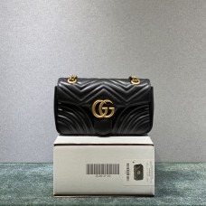 Gucci GG Marmont, 27, Black, Gold Hardware, Model: 443497, Size: 27x15x7cm